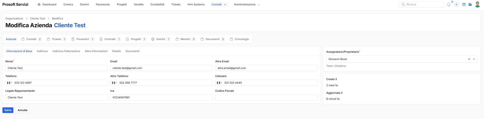 crm scheda cliente